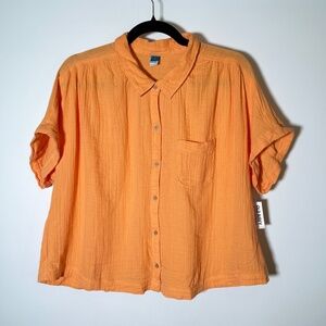 Old Navy - Women’s Orange Cotton Button-Front Shirt – Size M – NWT